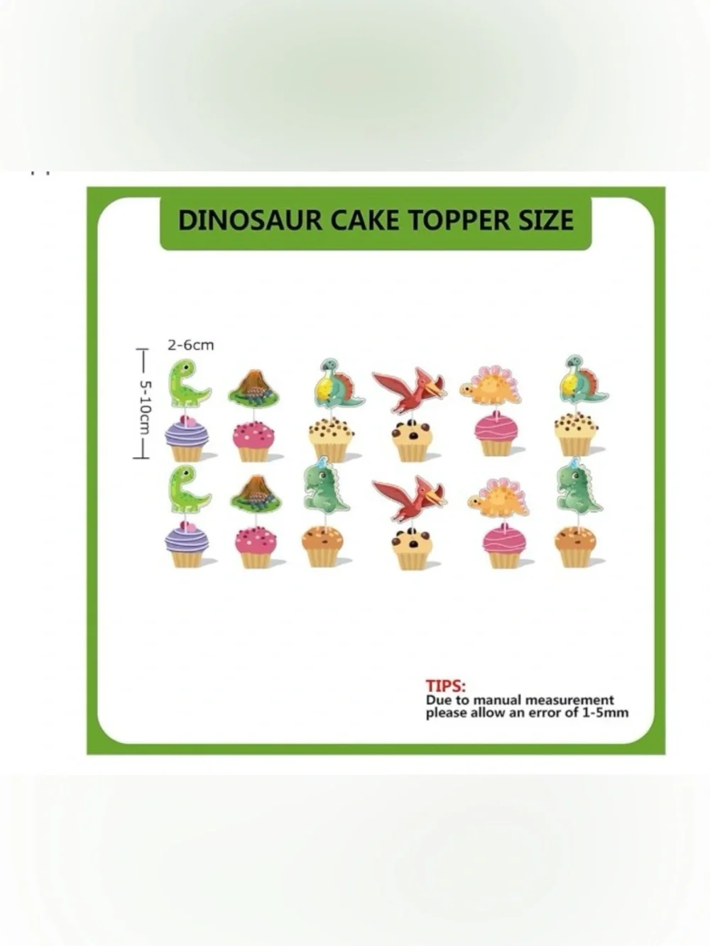 Dinosaur Cupcake Toppers - Colorful Dino Party Picks